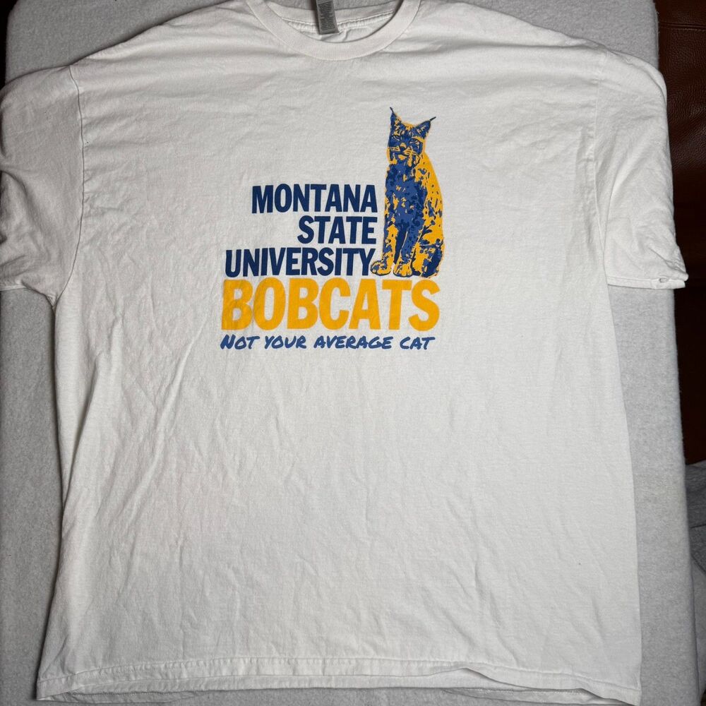 Vintage Montana State University Bobcats NCAA Tee T-shirt Mens Size 2XL White